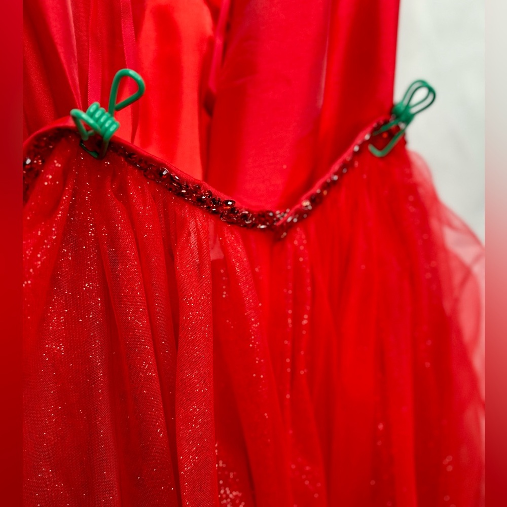 MoriLee red prom dress with detachable sparkly skirt 
Size 8